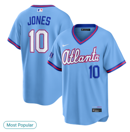 Men Atlanta Braves #10 Jones blue Nike 2026 City Connect Stadium Jersey->atlanta braves->MLB Jersey